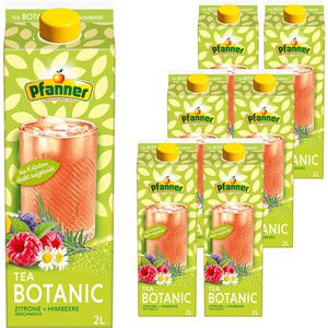 Pfanner Eistee Botanic Zitrone-Himbeere, im Tetrapack, aus Kräutertee, 6x 2 Liter
