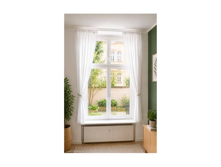 Vorhang URBANARA 2er-Set Musselin Trofa 135 cm x 320 cm , weiß, B:135cm H:320cm, Baumwolle, Gardinen, Vorhang