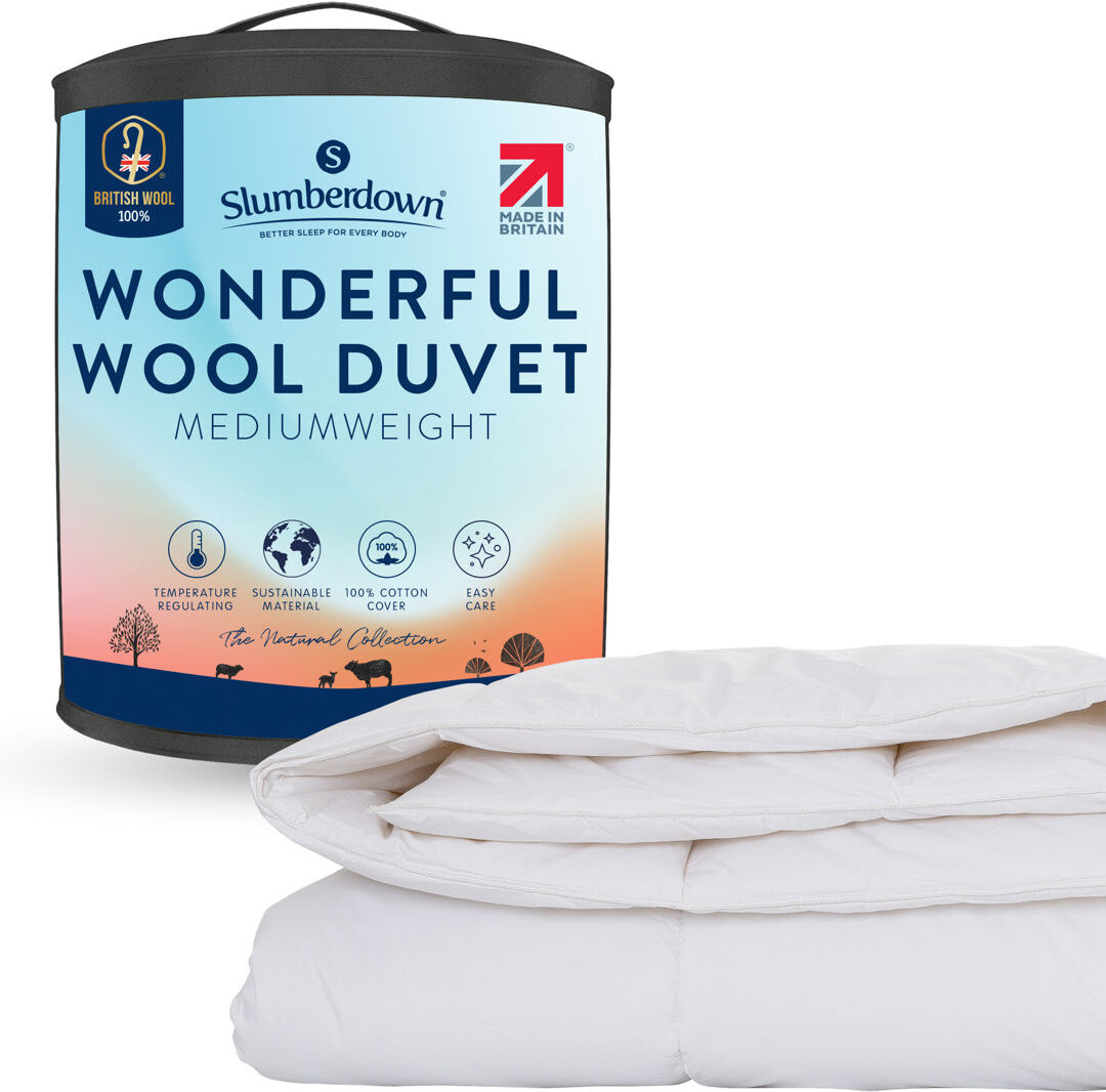 Slumberdown Wonderful Wool 7/9 tog Cotton Cover Duvet White Kingsize