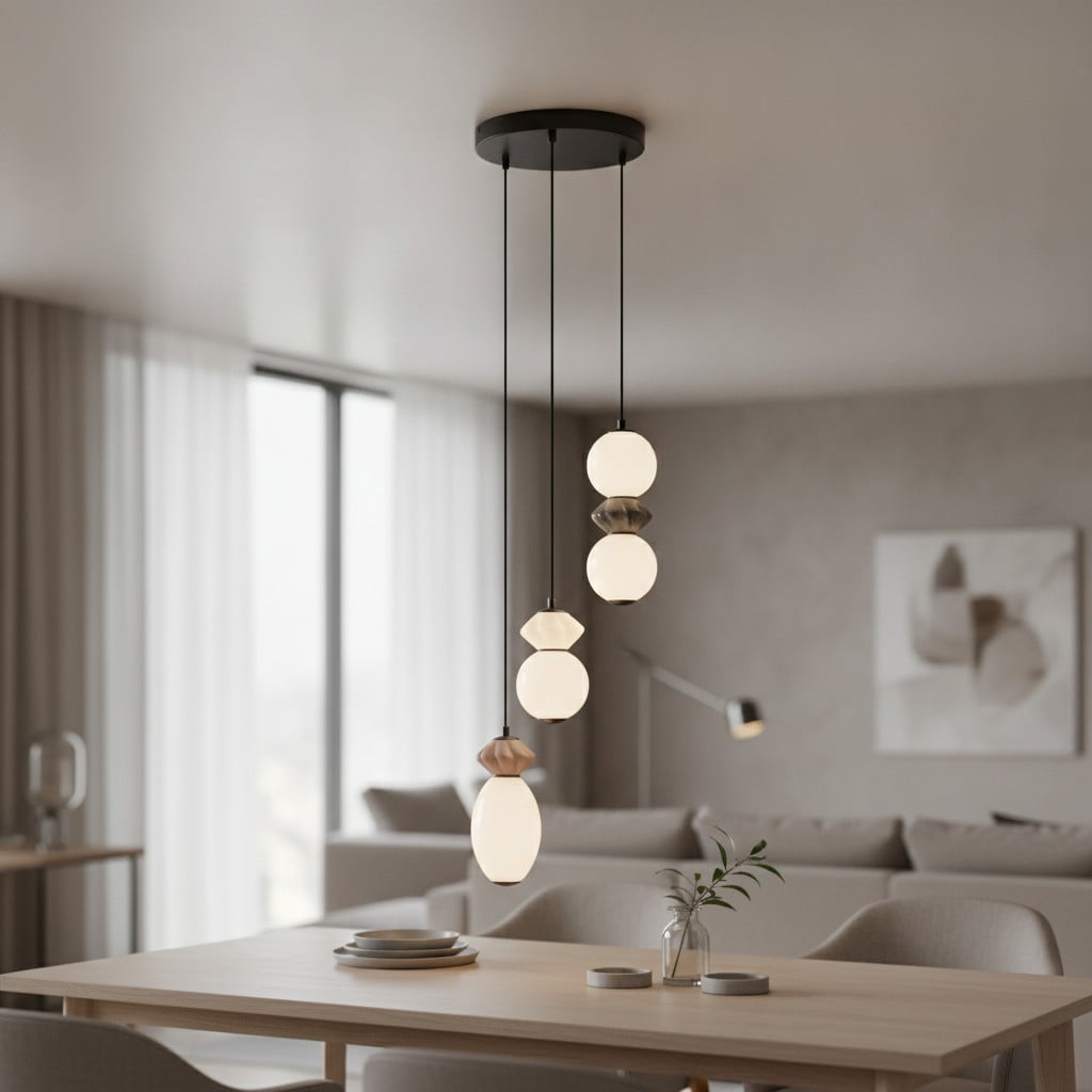 Lyora Hanglamp Pallina 3-lichts met glazen bollen in grijs, zwart, wit of bruin