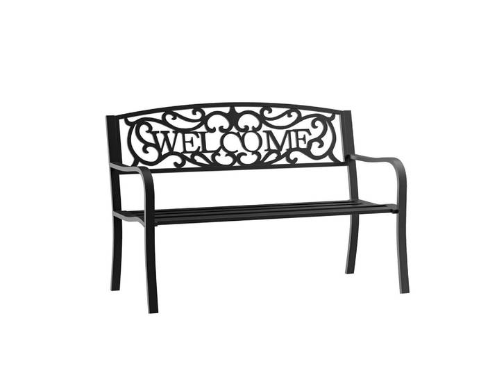 Outsunny Gartenbank, 127cm x 60cm x 87cm, Eisen, pulverbeschichtet, Schwarz, Metall, 60x87x127 cm, Gartenmöbel, Gartenbänke