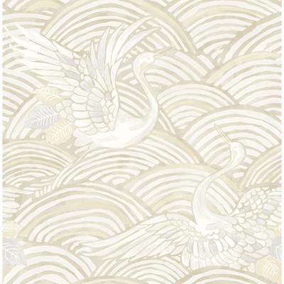 A-Street Prints Egret Neutral Tidal Dance Wallpaper