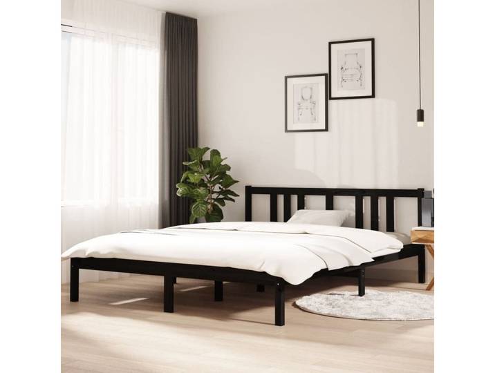 furnicato Bettgestell Schwarzes Massivholz 205,5x155,5x69,5 cm mit Kopfteil (1-tlg)