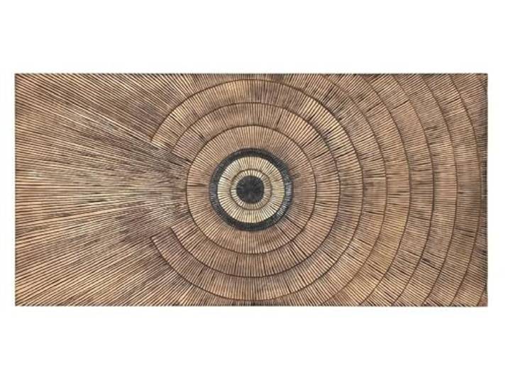 DRW Kopfteil für Bett, 180 cm, geschnitztes Holz mit braunen und goldenen Kreisen, 193 x 92 x 79 cm