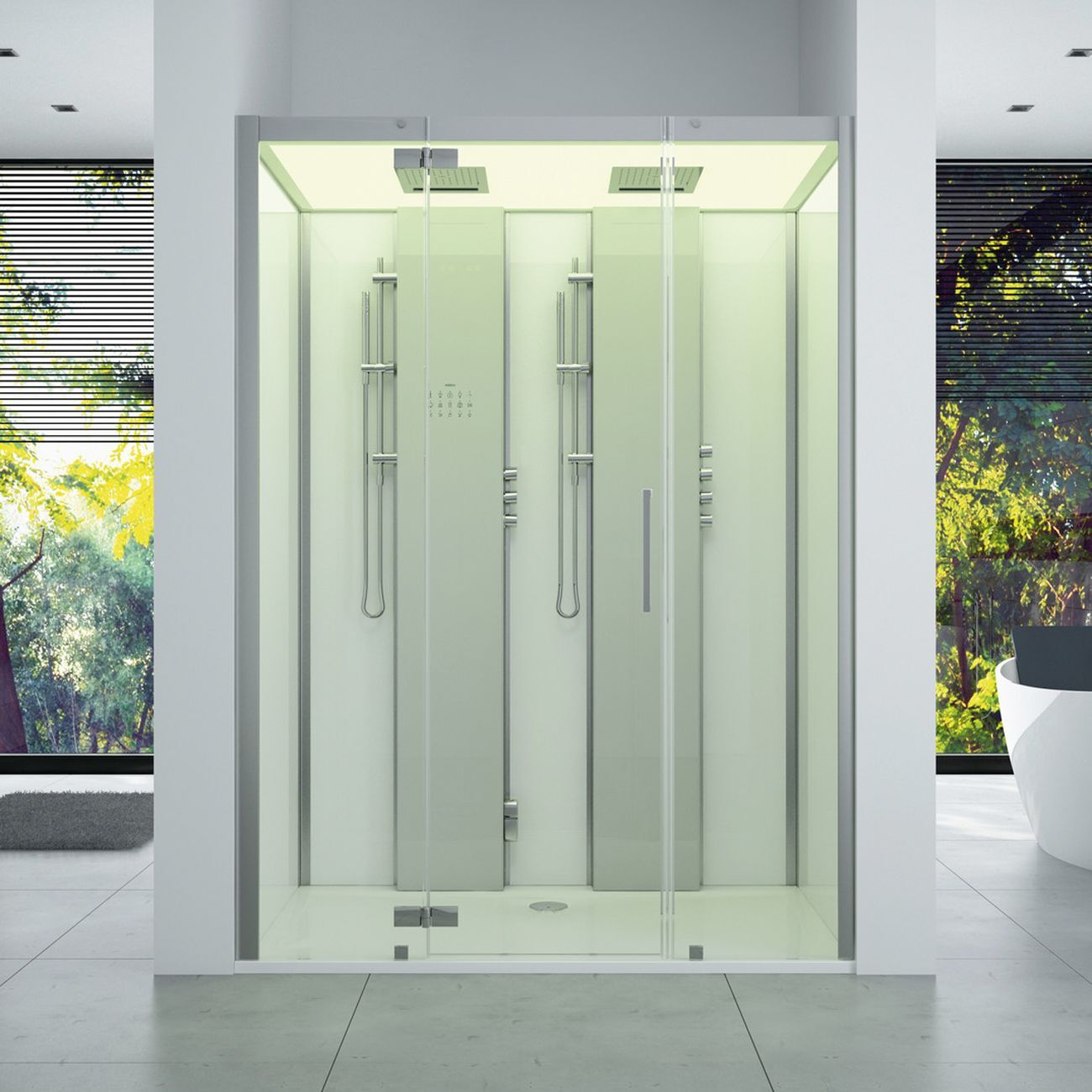 HOESCH SensePerience Dampfbad 180 x 100 cm Vorwand, Duschwanne mit Antirutsch, Sauna / Dampfbad, 533381.010552, schwarz