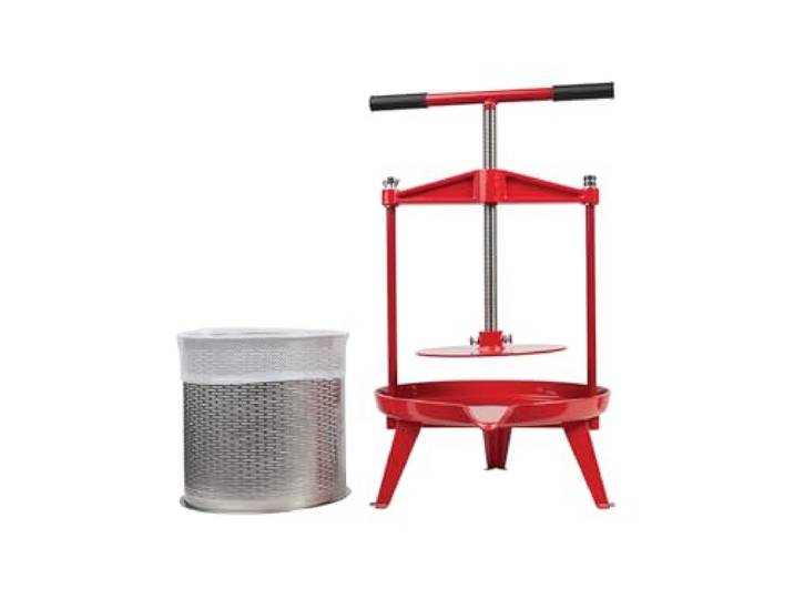 P. Lindberg Manuelle Obstpresse 9 L, Apfelpresse mit Edelstahlkorb Spindelentsafter mit Presstuch für Äpfel, Birnen, Trauben und Beeren, ideal für die Herstellung von Apfelwein, Saft und Wein
