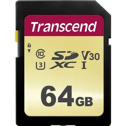 Transcend 500S - Flash-Speicherkarte - 64 GB - Video Class V30 / UHS-I U3 / Clas...