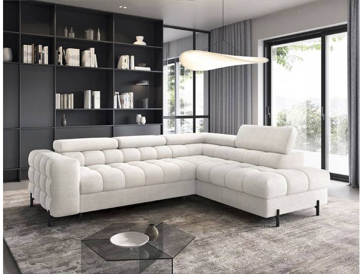 Lukas Möbel Ecksofa Ecksofa Frida mit Bettfunktion in Bubble Look, mit Schlaffunktion, Bettkasten, in Bubble-Look