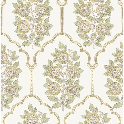 Society Social Floral Bazaar Ochre Peel and Stick Wallpaper