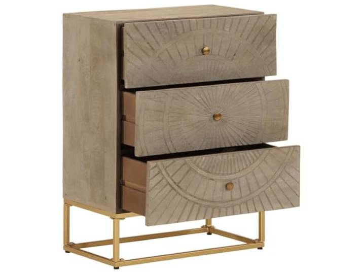 YUTAASU Kommode 55x30x76 cm Massivholz Mango Eisen