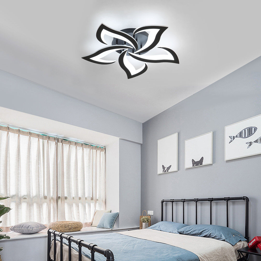 Ivy Bronx Rachna 5-head 60cm LED Integrated Semi Flush Mount Ceiling Light Black 8cm H X 60cm W X 60cm D