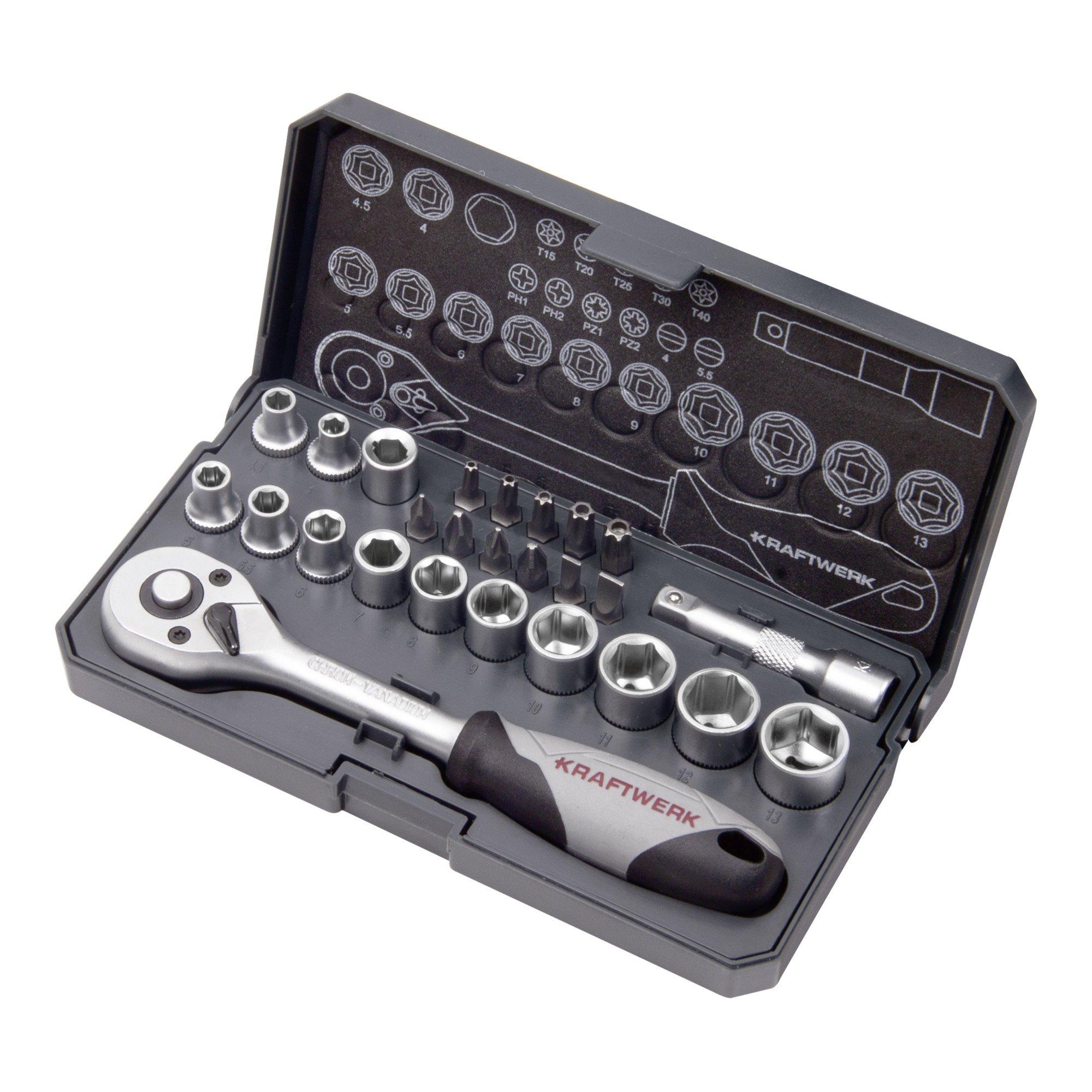 Kraftwerk Steckschlüssel-Satz Basic aus Chrom-Vanadium-Stahl1/4, 26-teilig, 204100000 (204.100.000)