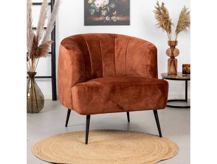 Fauteuil industriel cuivre extra confort - Bronx71 - Billy - Tissu - 1 place - Marron Jaune Rouge