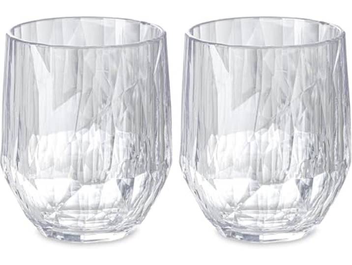 koziol Superglas Club No. 24, 2 Stück, 400 ml, Rotwein-Tumbler, Glas aus kristallklarem Kunststoff, luxuriös, unzerbrechlich, wiederverwendbar, Party, Camping, 2er Set