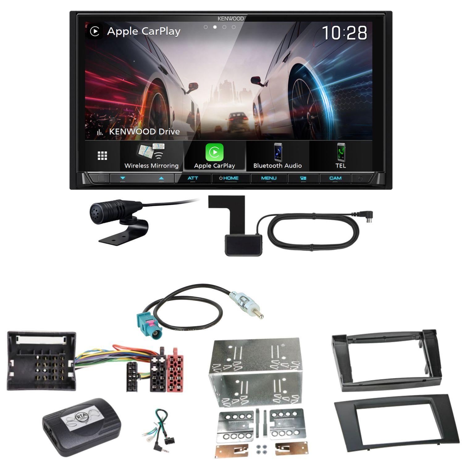 Kenwood DMX8021DABS Android Auto CarPlay Einbauset für Mercedes W211 CLS W219