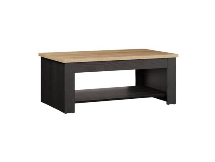 Forte Duro Couchtisch 110, moderner Landhaus Couchtisch mit Ablagefach, Wohnzimmer, Holzwerkstoff, Riviera Eiche/Cabezone Eiche Holzdekor, 110 cm breit x 45,2 cm hoch x 65 cm tief
