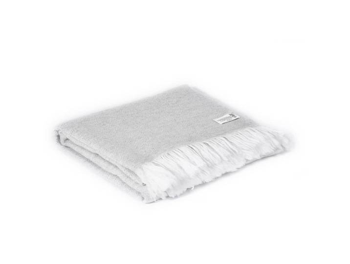 Plaid cachemire et laine léger motif diamant gris argenté 130 x 230 cm