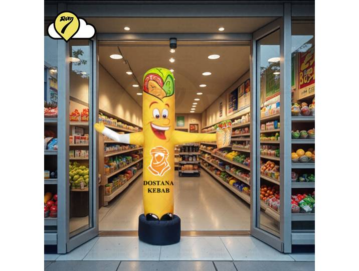 Figurine publicitaire gonflable Oxford en forme de chef cuisinier ou de poulet, avec souffleur LED, logo personnalisable, danseur aérien avec bras oscillant.