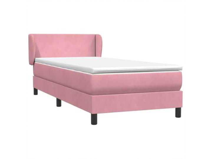 hliofuir Boxspringbett mit Matratze & Topper Samt Rosa 80x220 cm Ideal fürs Schlafzimmer: Komplettes Polsterbett mit Taschenfederkernmatratze, Topper und höhenverstellbarem Kopfteil.