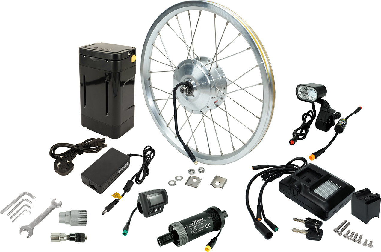 PowerSmart 16 Zoll DIY Umbausatz für Brompton mit 36V 8700mAh Li-ion Akku 75-mm-Mininabe im 16x13/8-Zoll-Rad