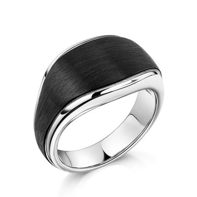 Fingerring ZEEME "Edelstahl/PVD schwarz" Gr. 58, schwarz, Fingerringe, Herren, 058 (18,5), Edelstahl, Fingerring
