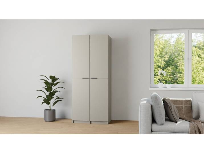Schrank in Taupe planen MDF Lackiert Stein­grau