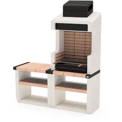 MAESTRO FERRETERO MF - Einbaugrill für Holz und Holzkohle Modell DURANGO PLUS SUPPORT MODULE (Weiß, Sandstein, Schwarz - 170 x 58 x 210 cm) REF: 7206