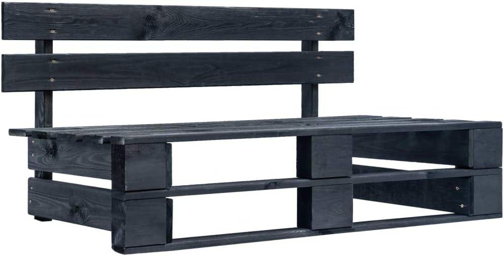 Schwarze vidaXL-Palettenbank aus Holz für den Garten