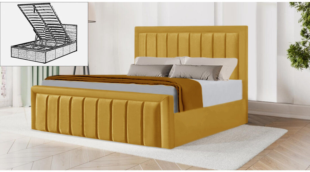Brayden Studio Belmiro Storage Bed Yellow Mustard Double (4'6')