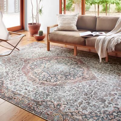 Alexander Home Sophia Printed Floral Medallion Area Rug