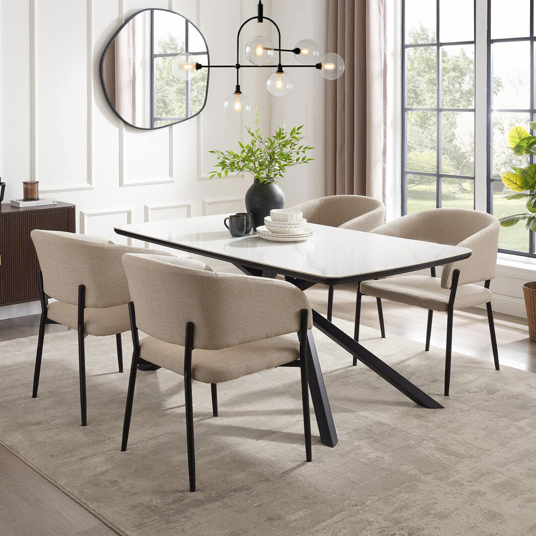 Spinningfield Whitworth Marble Effect 6 Seat Dining Table White