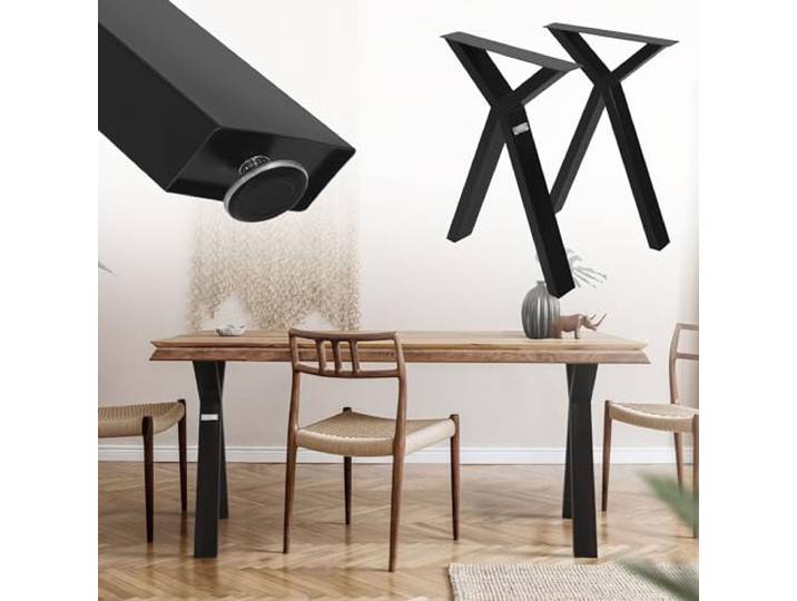 ML-Design 2 Stück Tischbeine 50xH72cm, Tischkufen X-Form, aus Stahl pulverbeschichtet, Schwarz, Industriedesign, Kufengestell für Esstisch/Schreibtisch, Tischgestell, Metall Möbelfüße für DIY-Projekte