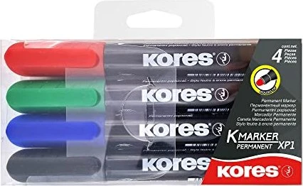 KORES K-MARKER Permanentmarker - breit - Set mit 4 Farben