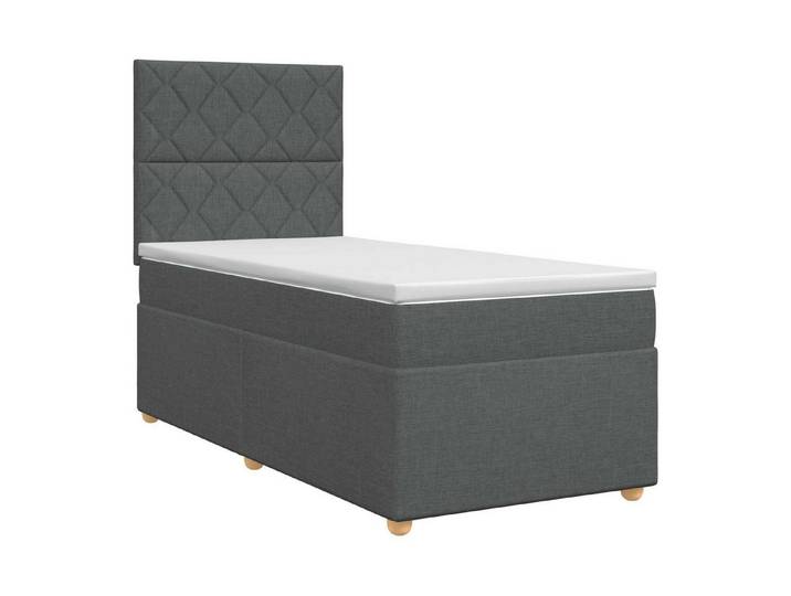 vidaXL Bett Boxspringbett mit Matratze Dunkelgrau Einzeln Stoff (1-tlg), Boxspringbett mit Matratze Dunkelgrau Einzeln Stoff