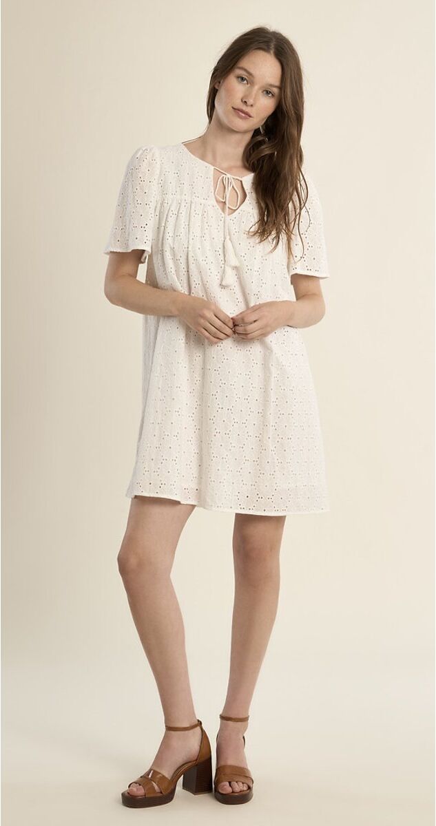 MOLLY BRACKEN Robe courte manches courtes col noué