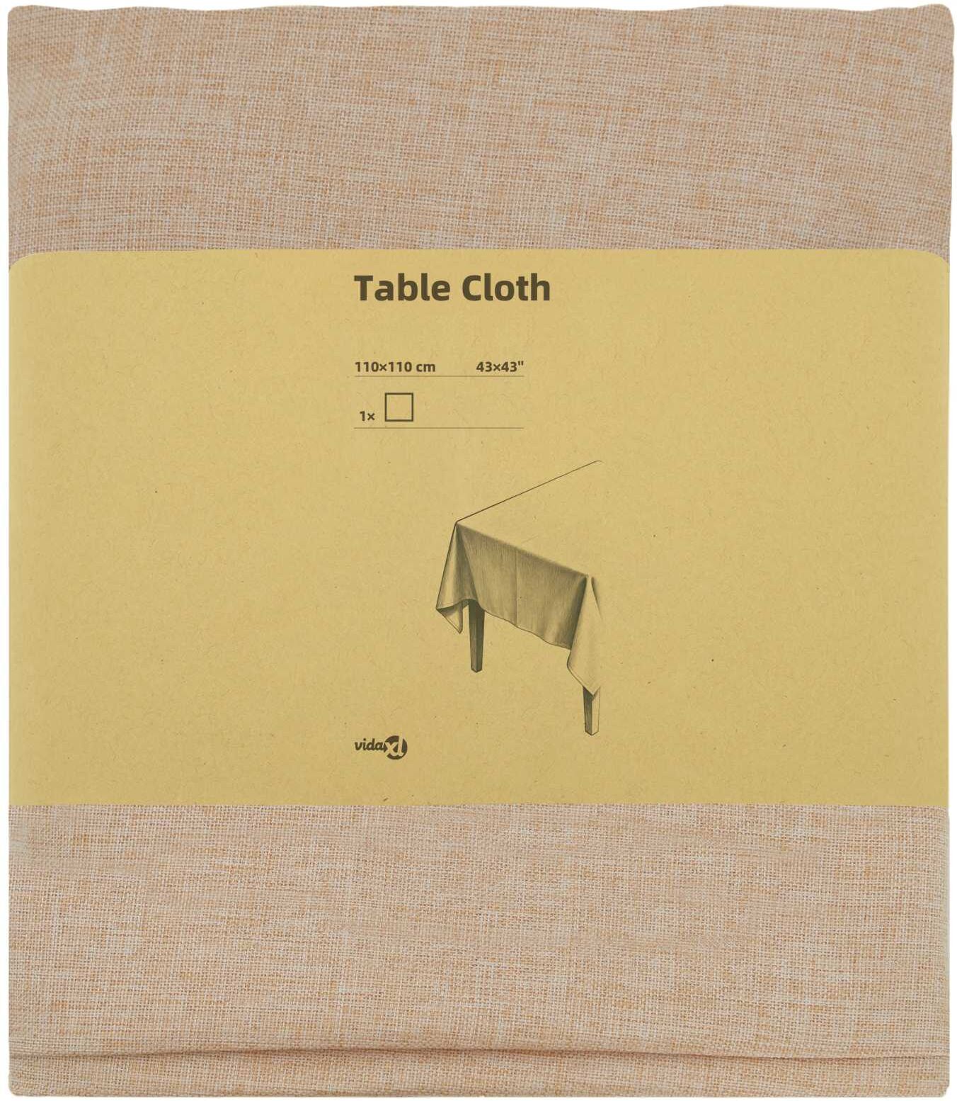 vidaXL Tissu de Table Beige 110 x 110 cm Carré