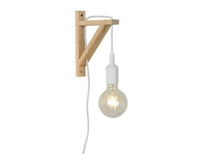 Applique murale équerre bois blanche avec prise H22,5cm