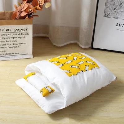 Inspired Living Kawaii Cozy Cat Bed Cave With Removable Cushion yellow m