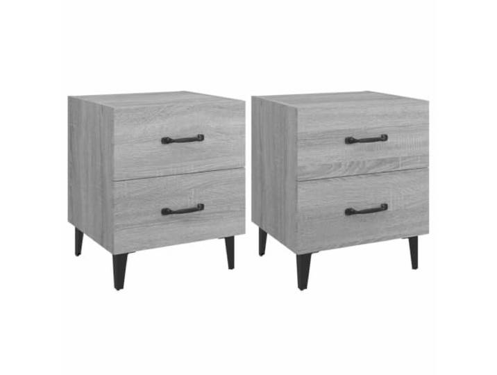 GHVBNMF Nachttische 2er Set Grau Sonoma 40x35x47,5 cm Beistelltisch Industrielle Nachttische fürs Schlafzimmer mit 2 Schubladen, stabilen Metallbeinen und geräumiger Ablagefläche.