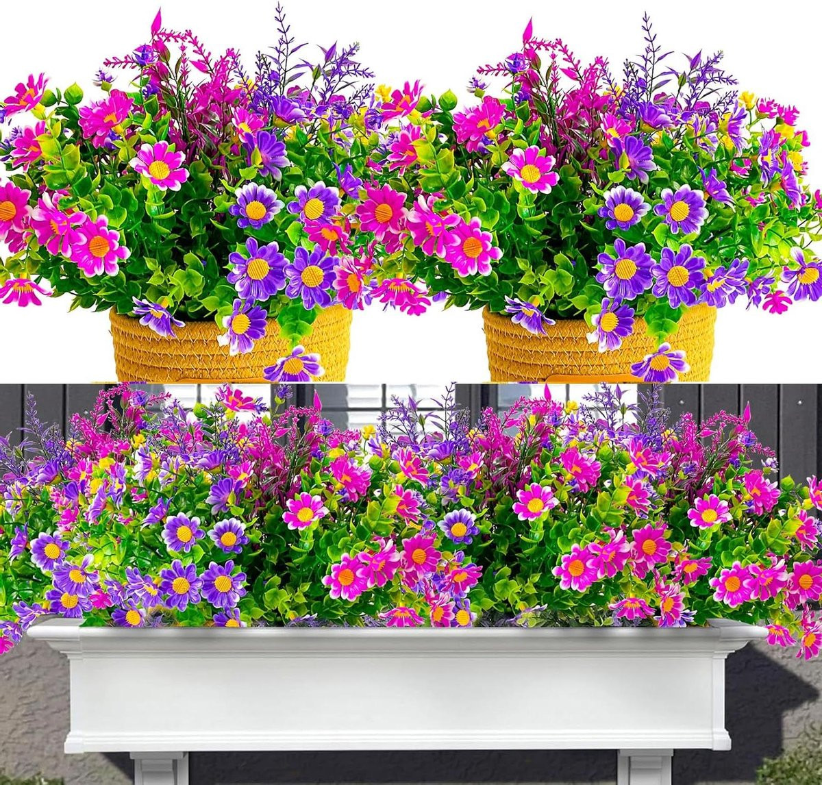 Set van 9 UV-bestendige kunstbloemen bundels voor buiten decoratie