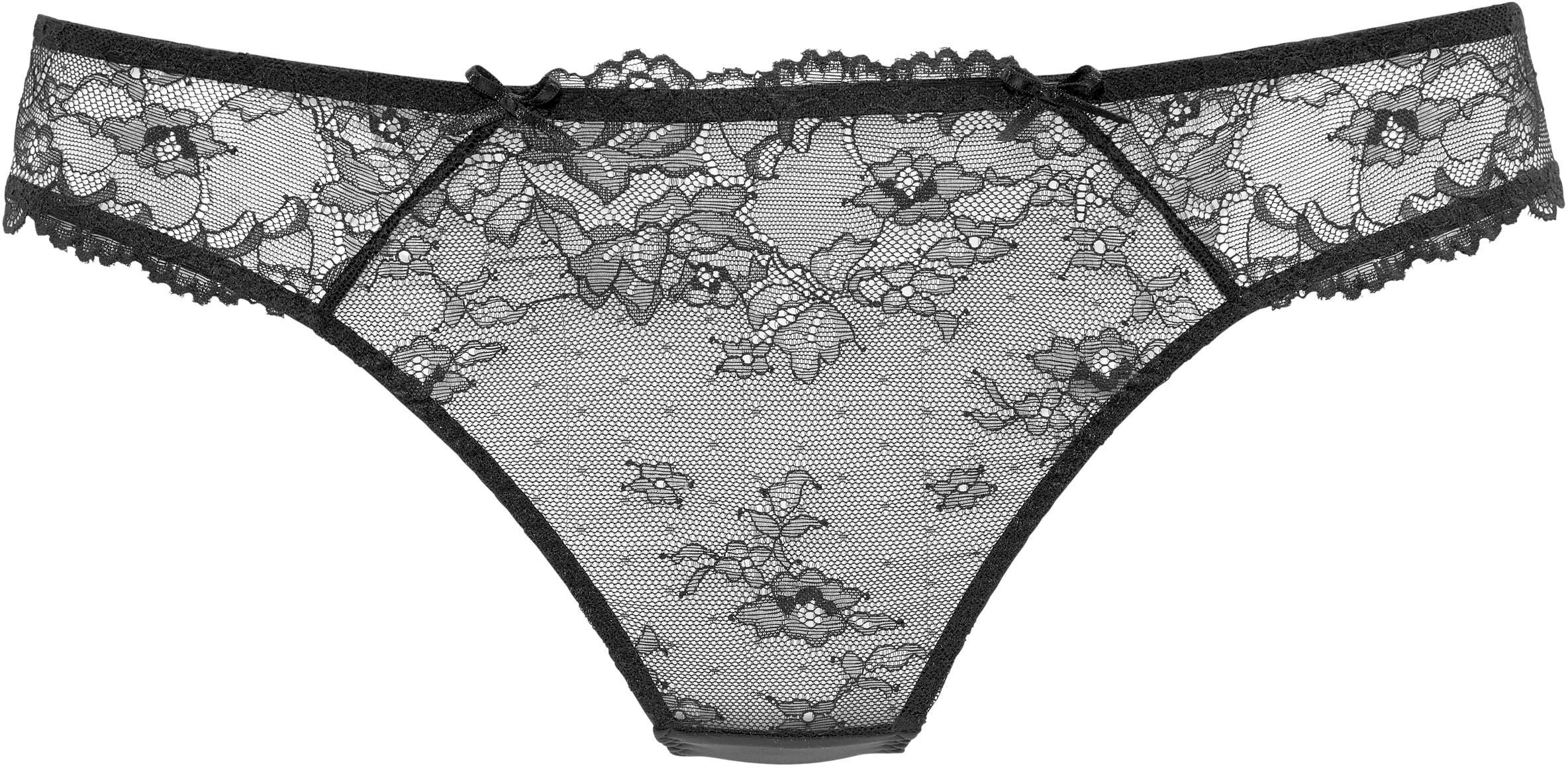 Slip LASCANA, Damen, Gr. 32/34, Spitze, schwarz, Spitze, Obermaterial: 89% Polyamid, 11% Elasthan, körpernah, Unterhosen Slip, aus floraler Spitze schwarz 32/34, Spitze