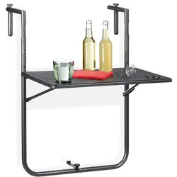 Relaxdays Balkonhängetisch klappbar in Schwarz Schwarz