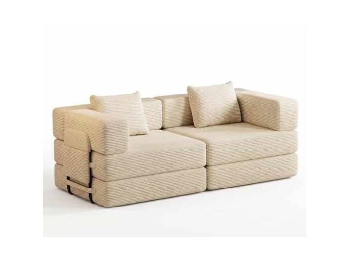 Bettsofa Minimalist Creme Leinenstoff B 190 T 90 cm - Bettsofa