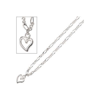 Fußkette JOBO, silber (silber 925), Fußketten, Damen, Silber 925 (Sterlingsilber), Herz 925 Silber