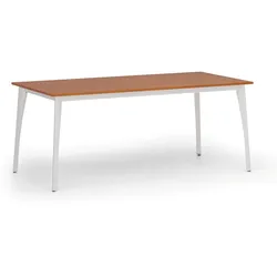 Konferenztisch PRIMO OMEGA, 180x90 cm, weißes Metallgestell, Kirschbaum
