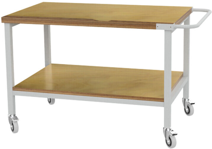 Bedrunka+Hirth Arbeitstisch fahrbar Tiefe 750mm Buche Multiplex Fachboden (04.15.01)