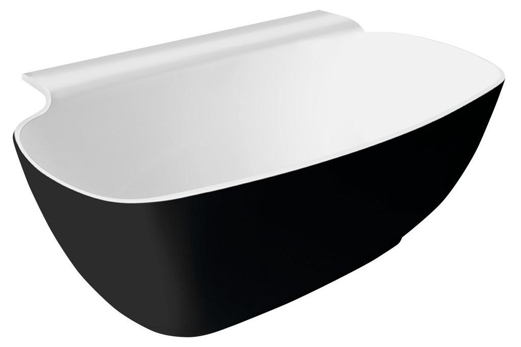 NIGRA Freistehende Gussmarmor-Badewanne 158x80x45cm, schwarz/weiß