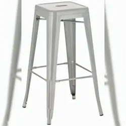 Décoshop26 - Barhocker x1 mit Fußstütze im Industriedesign aus silberfarbenem Metall 10_0005005