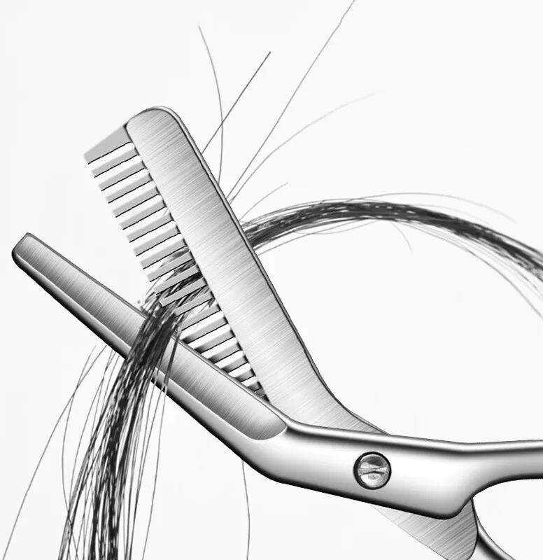INF Ciseaux à sourcils en acier inoxydable avec peigne intégré, finition miroir, coupe précise et coiffage facile