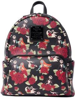 Women's Loungefly x The Nightmare Before Christmas Jack Skellington Floral Mini Backpack by Loungefly in Black (Size ONE SIZE)